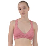 A Red And White Background With A Pattern Sweetheart Sports Bra