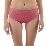 A Red And White Background With A Pattern Reversible Mid-Waist Bikini Bottoms