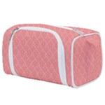 A Red And White Background With A Pattern Toiletries Pouch