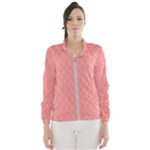 A Red And White Background With A Pattern Women s Windbreaker