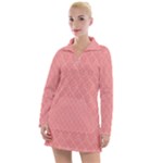 A Red And White Background With A Pattern Women s Long Sleeve Casual Dress