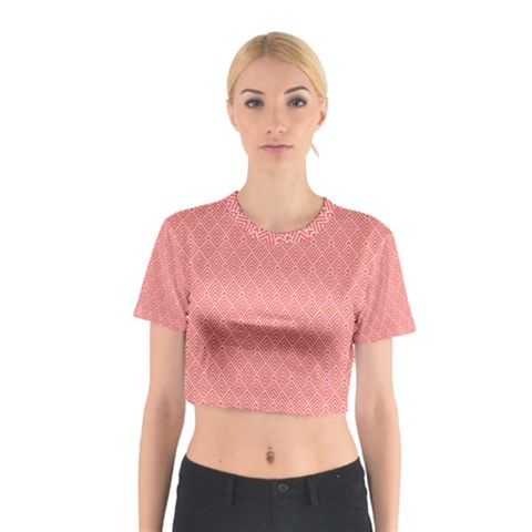 A Red And White Background With A Pattern Cotton Crop Top from ArtsNow.com