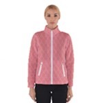 A Red And White Background With A Pattern Women s Bomber Jacket