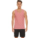 A Red And White Background With A Pattern Men s Wide Collar Tank Top