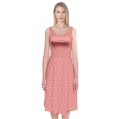 A Red And White Background With A Pattern Midi Sleeveless Dress from ArtsNow.com