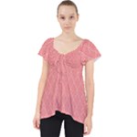 A Red And White Background With A Pattern Lace Front Dolly Top