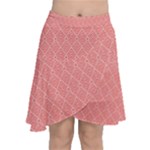 A Red And White Background With A Pattern Chiffon Wrap Front Skirt