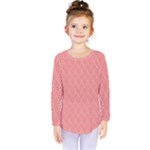 A Red And White Background With A Pattern Kids  Long Sleeve T-Shirt