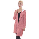 A Red And White Background With A Pattern Hooded Pocket Cardigan