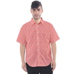 A Red And White Background With A Pattern Men s Short Sleeve Shirt