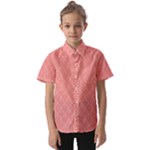 A Red And White Background With A Pattern Kids  Short Sleeve Shirt