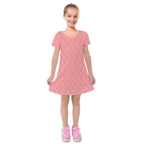 A Red And White Background With A Pattern Kids  Short Sleeve Velvet Dress from ArtsNow.com