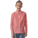 A Red And White Background With A Pattern Kids  Long Sleeve Shirt