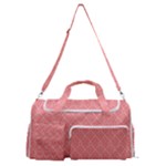 A Red And White Background With A Pattern Sports Gym Duffle Bag with Shoe Compartment