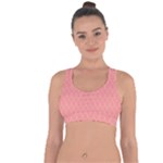 A Red And White Background With A Pattern Cross String Back Sports Bra