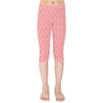 A Red And White Background With A Pattern Kids  Capri Leggings 