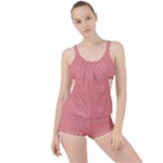 A Red And White Background With A Pattern Boyleg Tankini Set 