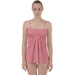 A Red And White Background With A Pattern Babydoll Tankini Set