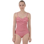 A Red And White Background With A Pattern Sweetheart Tankini Set