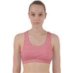 A Red And White Background With A Pattern Back Weave Sports Bra