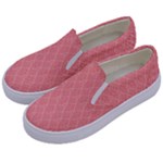 A Red And White Background With A Pattern Kids  Canvas Slip Ons