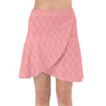 A Red And White Background With A Pattern Wrap Front Skirt