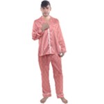 A Red And White Background With A Pattern Men s Long Sleeve Satin Pajamas Set