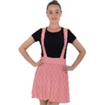 A Red And White Background With A Pattern Velvet Suspender Skater Skirt