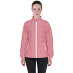 A Red And White Background With A Pattern Women s High Neck Windbreaker