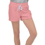 A Red And White Background With A Pattern Women s Velour Lounge Shorts