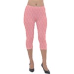 A Red And White Background With A Pattern Lightweight Velour Capri Leggings 