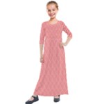 A Red And White Background With A Pattern Kids  Quarter Sleeve Maxi Dress