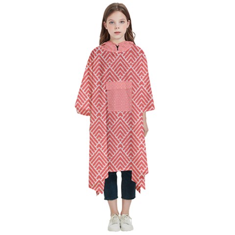 A Red And White Background With A Pattern Kids  Hooded Rain Ponchos from ArtsNow.com