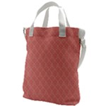 A Red And White Background With A Pattern Canvas Messenger Bag