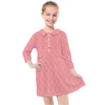 A Red And White Background With A Pattern Kids  Quarter Sleeve Shirt Dress