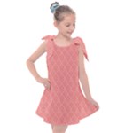 A Red And White Background With A Pattern Kids  Tie Up Tunic Dress