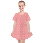 A Red And White Background With A Pattern Kids  Smock Dress