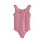 A Red And White Background With A Pattern Kids  Frill Swimsuit