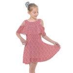 A Red And White Background With A Pattern Kids  Shoulder Cutout Chiffon Dress