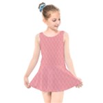 A Red And White Background With A Pattern Kids  Skater Dress Swimsuit