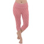 A Red And White Background With A Pattern Lightweight Velour Capri Yoga Leggings