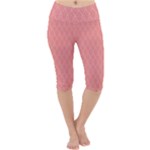 A Red And White Background With A Pattern Lightweight Velour Cropped Yoga Leggings