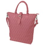 A Red And White Background With A Pattern Buckle Top Tote Bag