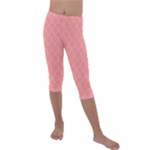 A Red And White Background With A Pattern Kids  Lightweight Velour Capri Leggings 