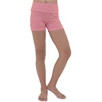 A Red And White Background With A Pattern Kids  Lightweight Velour Yoga Shorts