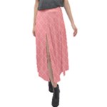 A Red And White Background With A Pattern Velour Split Maxi Skirt