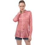 A Red And White Background With A Pattern Long Sleeve Satin Shirt