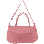 A Red And White Background With A Pattern Removable Strap Handbag