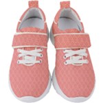 A Red And White Background With A Pattern Kids  Velcro Strap Shoes