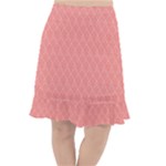 A Red And White Background With A Pattern Fishtail Chiffon Skirt